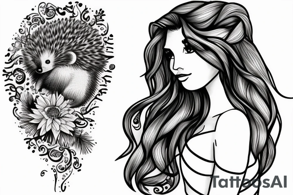 girl whit Hedgehog tattoo idea