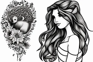 girl whit Hedgehog tattoo idea