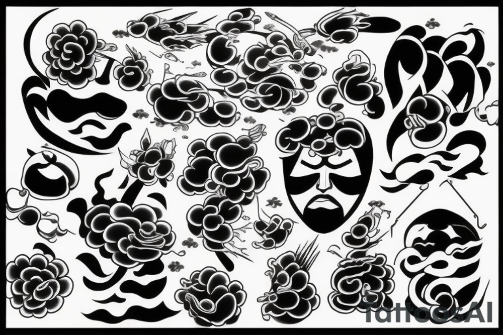 melancholy abstract japanese tattoo idea