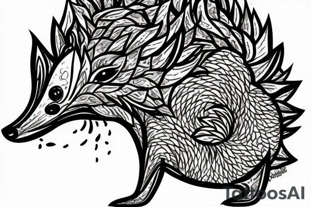 girl whit Hedgehog tattoo idea