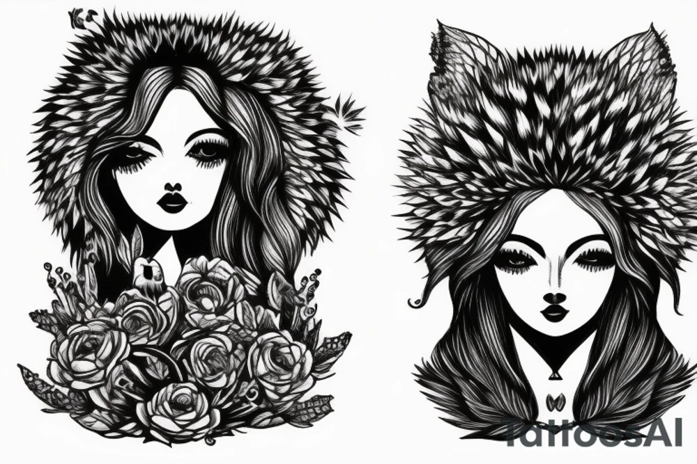 girl whit Hedgehog tattoo idea