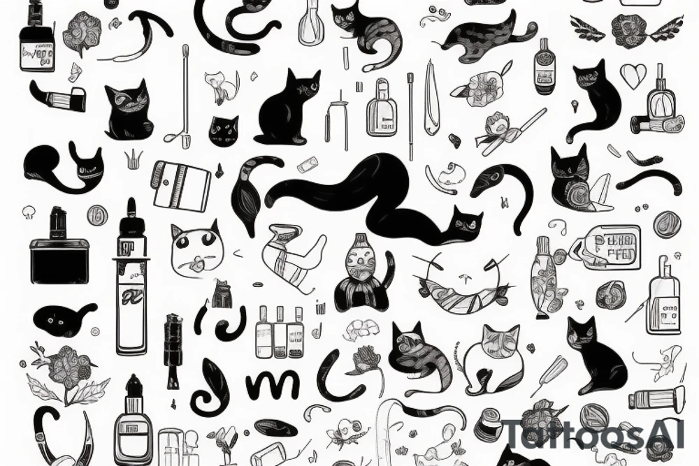 Cat , girl , pharmacist tattoo idea