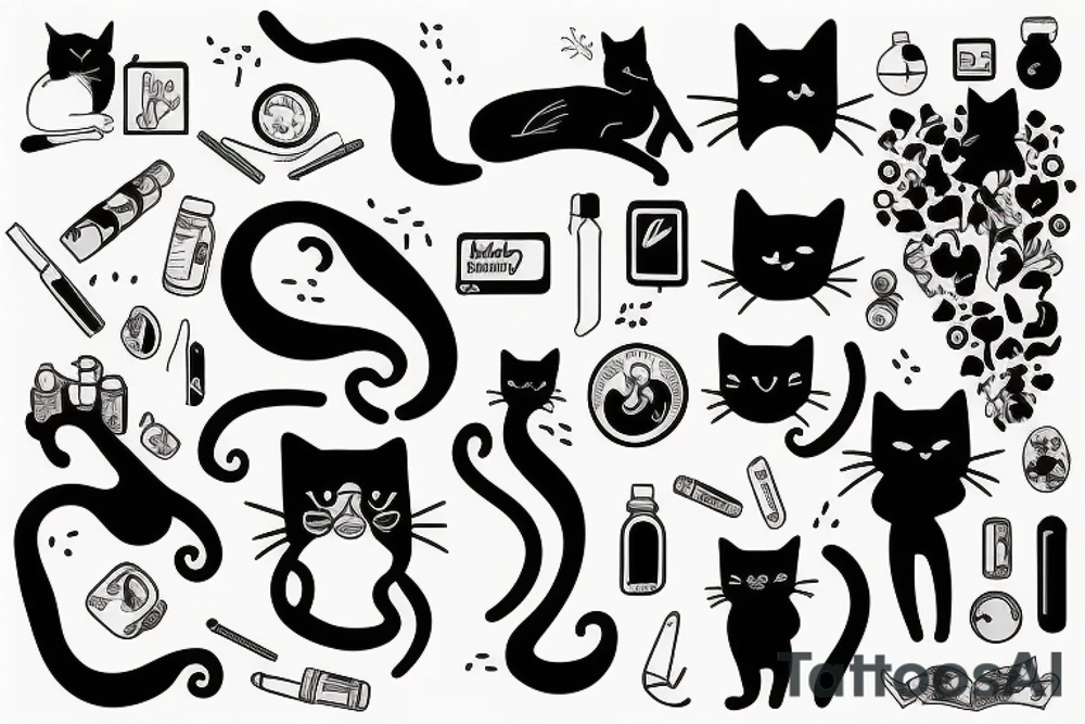 Cat , girl , pharmacist tattoo idea