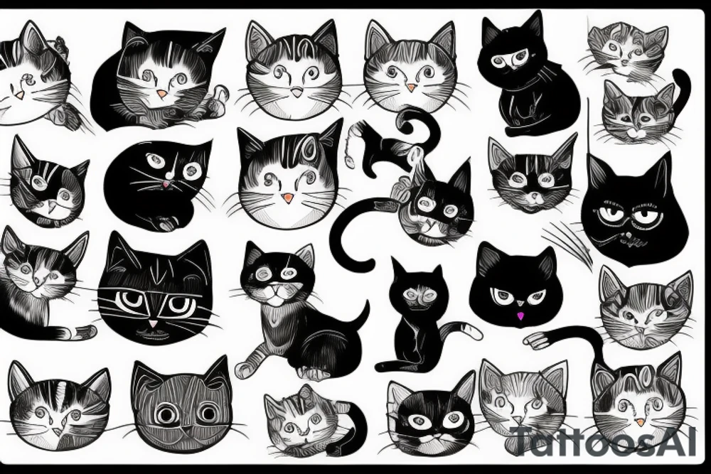crazy depressed cat schizophrenic tattoo idea