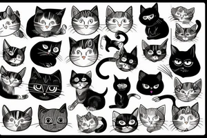 crazy depressed cat schizophrenic tattoo idea