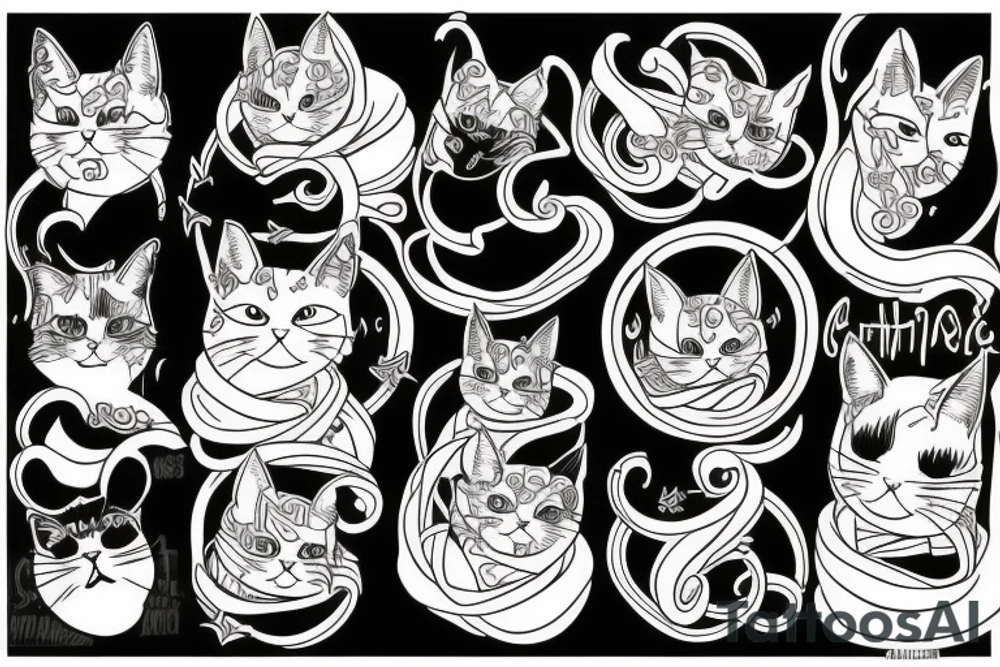 crazy depressed cat schizophrenic tattoo idea