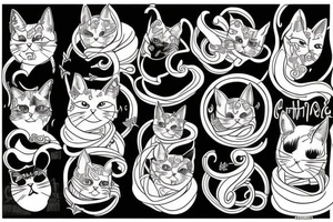 crazy depressed cat schizophrenic tattoo idea