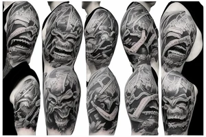 Yim Yang gladiator devil angel rhinoceros freedom tattoo idea