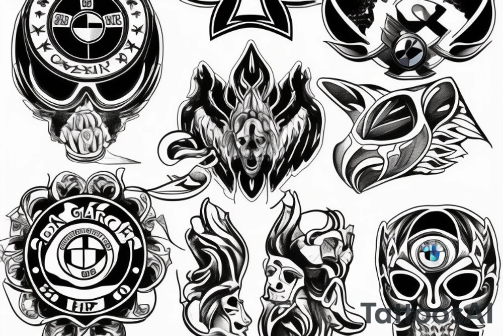 black gang bmw car tattoo idea