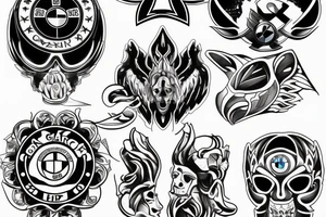 black gang bmw car tattoo idea