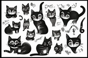 crazy depressed cat schizophrenic tattoo idea