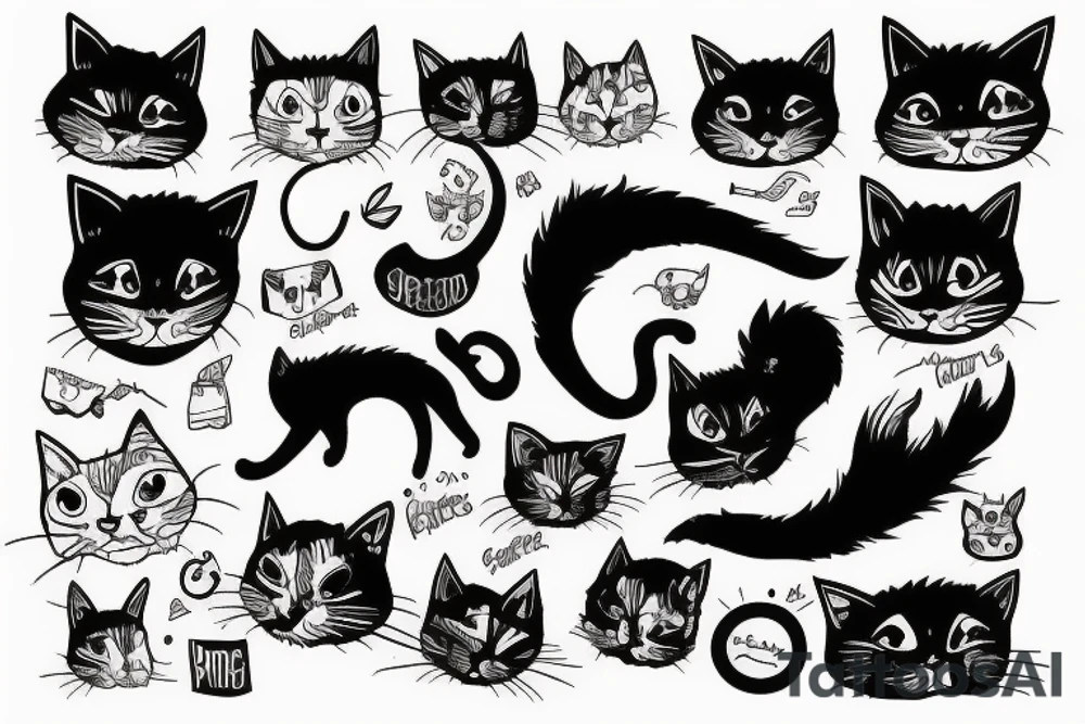 crazy depressed cat schizophrenic tattoo idea