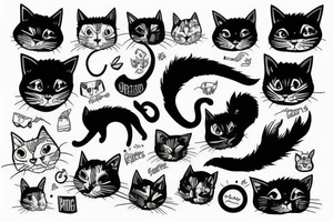 crazy depressed cat schizophrenic tattoo idea