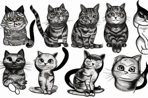 crazy depressed cat schizophrenic tattoo idea