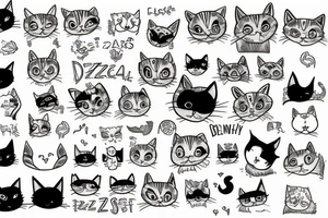 cute depressed cat schizophrenic tattoo idea