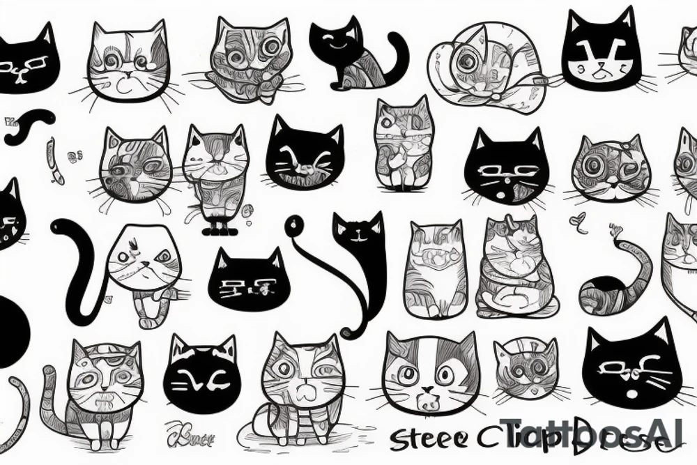 cute depressed cat schizophrenic tattoo idea