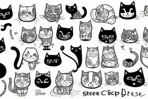 cute depressed cat schizophrenic tattoo idea