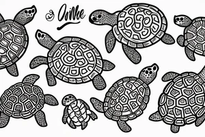 candles and turtles tattoo idea