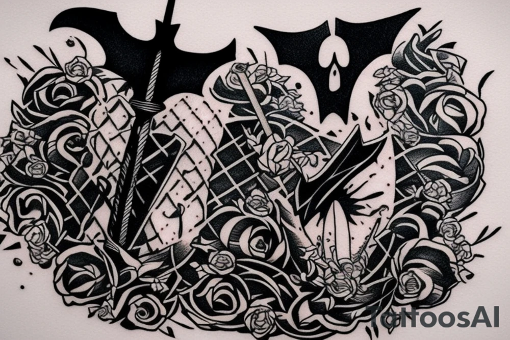 Dark  knight with great axe tattoo idea