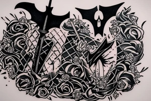 Dark  knight with great axe tattoo idea