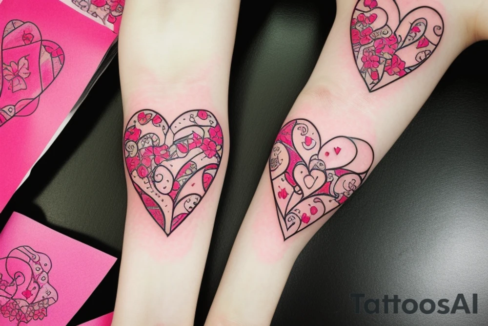 Hearts stars flowers tattoo idea