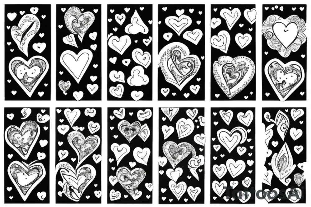 Hearts stars flowers tattoo idea