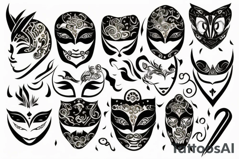 Masks gold tattoo idea