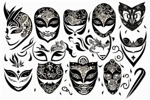Masks gold tattoo idea