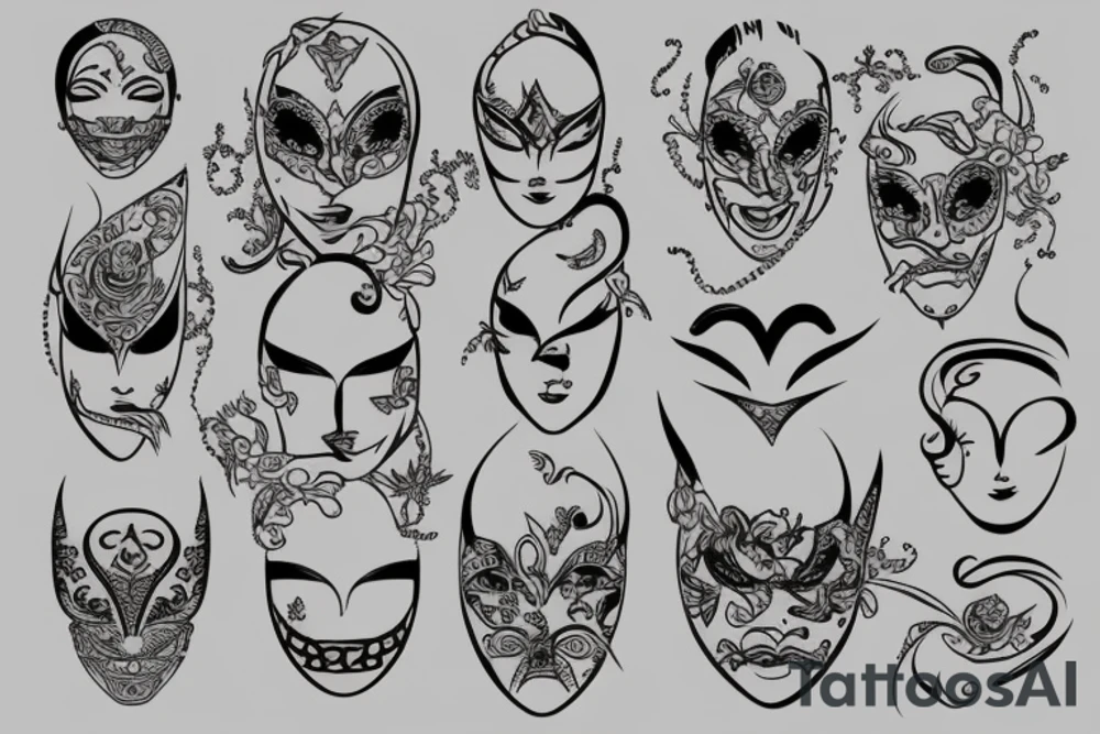 Masks gold tattoo idea
