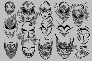 Masks gold tattoo idea