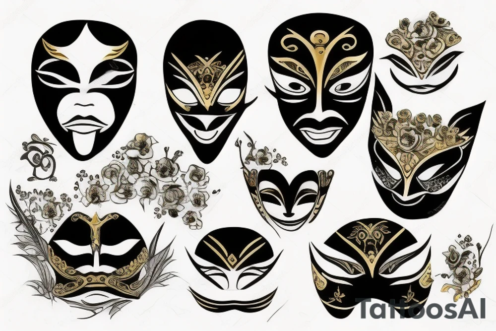 Masks gold tattoo idea