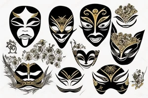 Masks gold tattoo idea