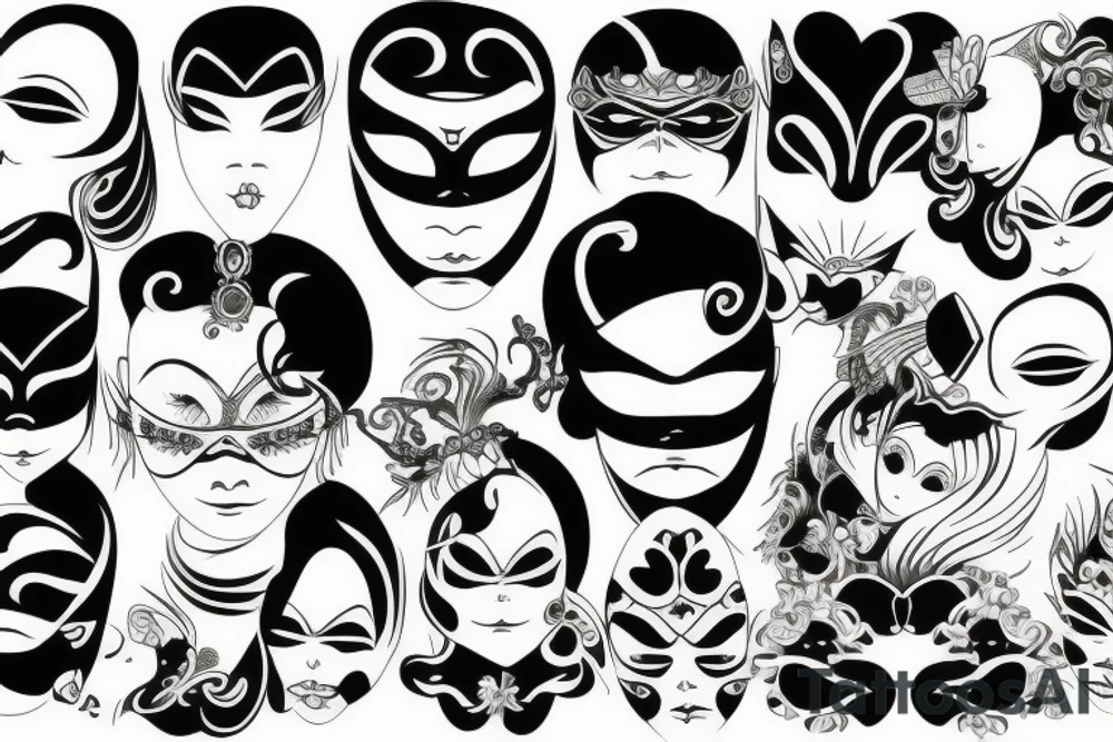 Masks gold tattoo idea