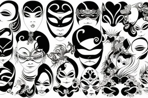 Masks gold tattoo idea