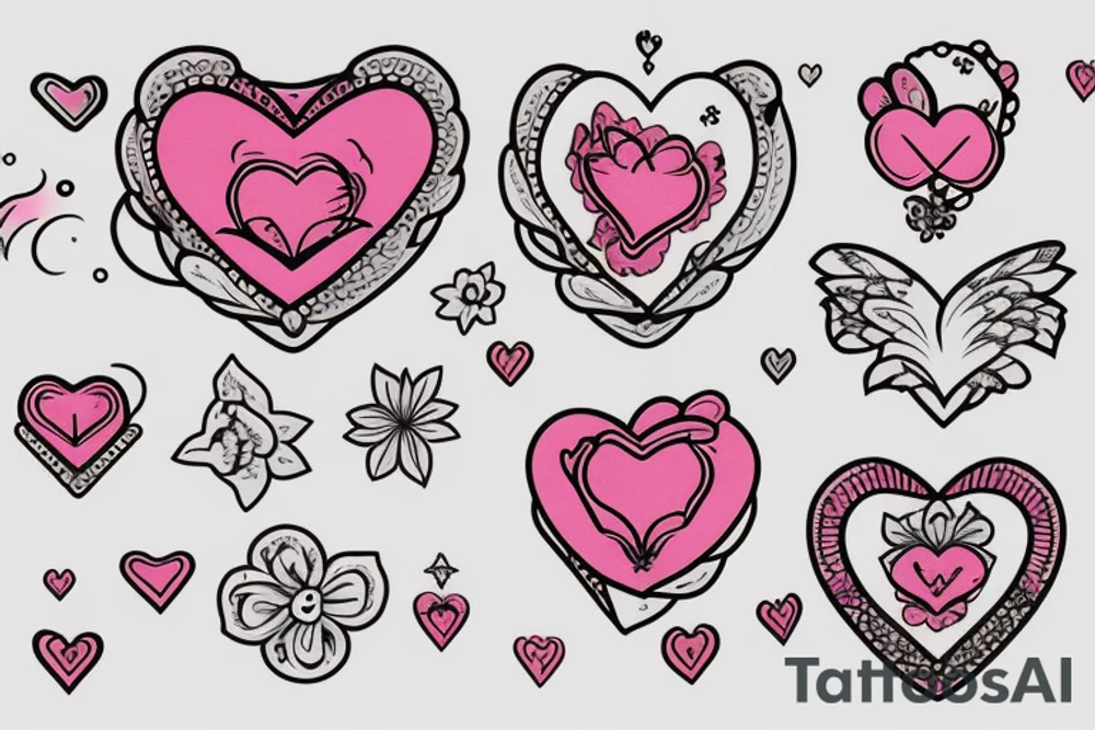 Hearts stars flowers tattoo idea