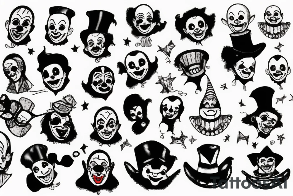 sad clown tattoo idea