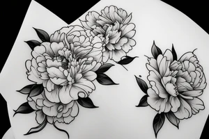 Peony and violets, big tattoo tattoo idea