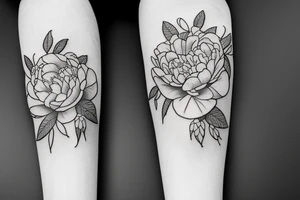 Peony and violets, big tattoo tattoo idea