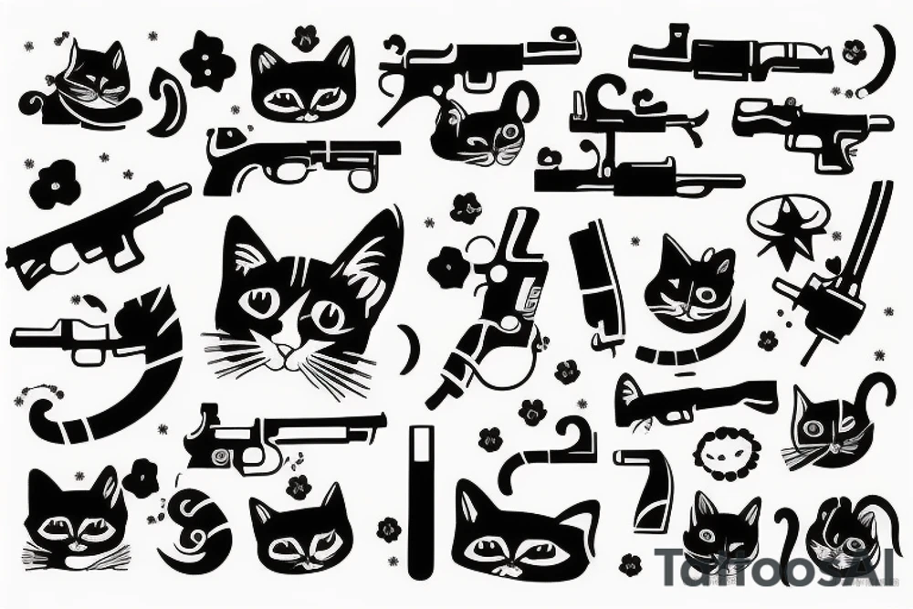 Cat with gun tattoo idea