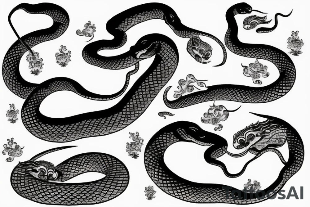Chinese snake and house tattoo idea
