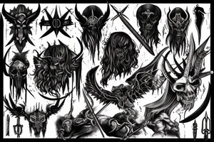 Black Satan magic with blood and sword tattoo idea