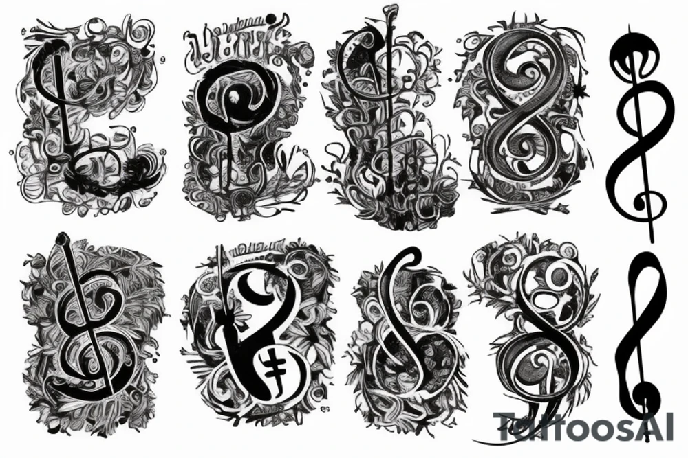 punks and treble clef tattoo idea