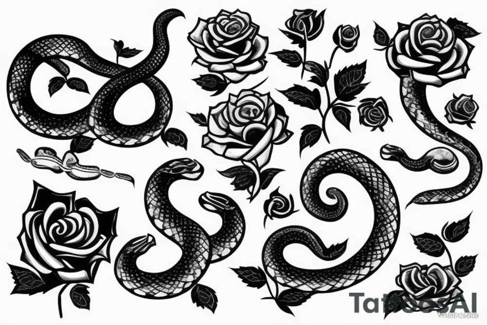 Snake with rose tattoo idea