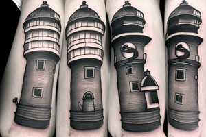 Plague doctor mask, hat, lighthouse tattoo idea