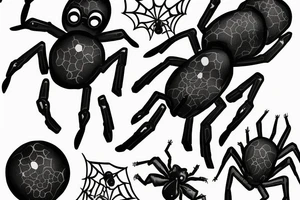 Black spider with a gun and granate tattoo idea
