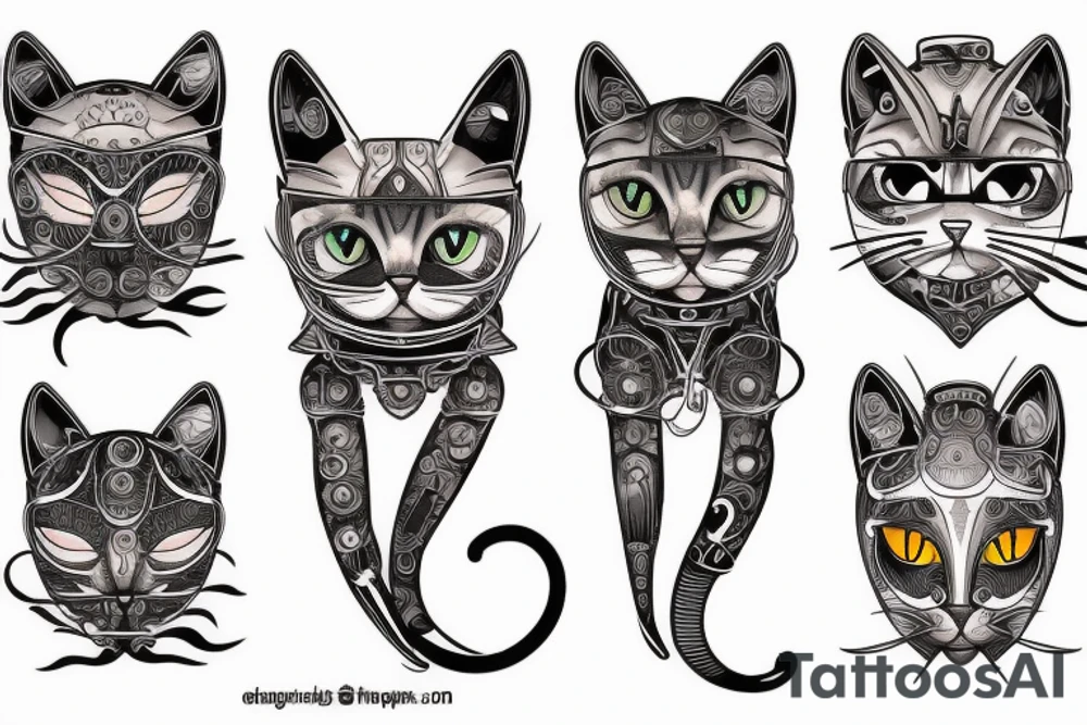 mechanical cat tattoo idea