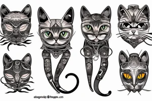 mechanical cat tattoo idea