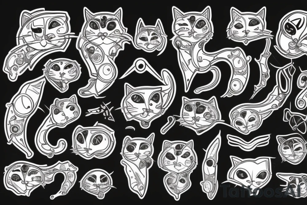 mechanical cat tattoo idea