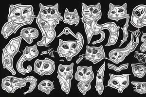 mechanical cat tattoo idea