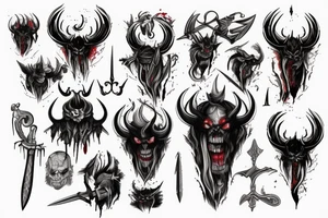 Black Satan magic with blood and sword tattoo idea